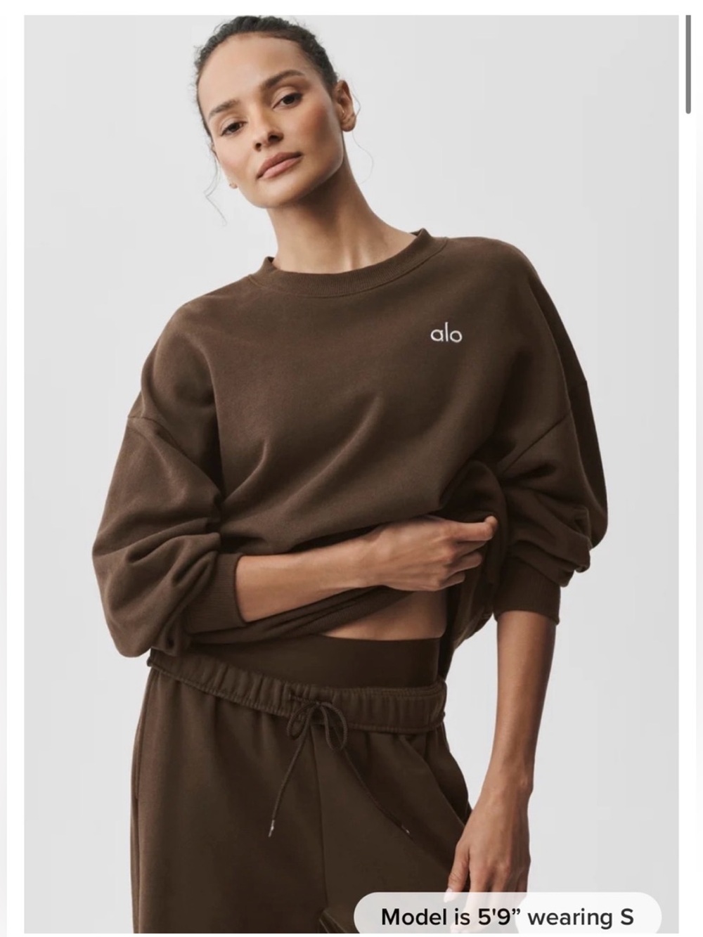 alo Brown Cotton Blend Sweatshirt Size Medium Like New